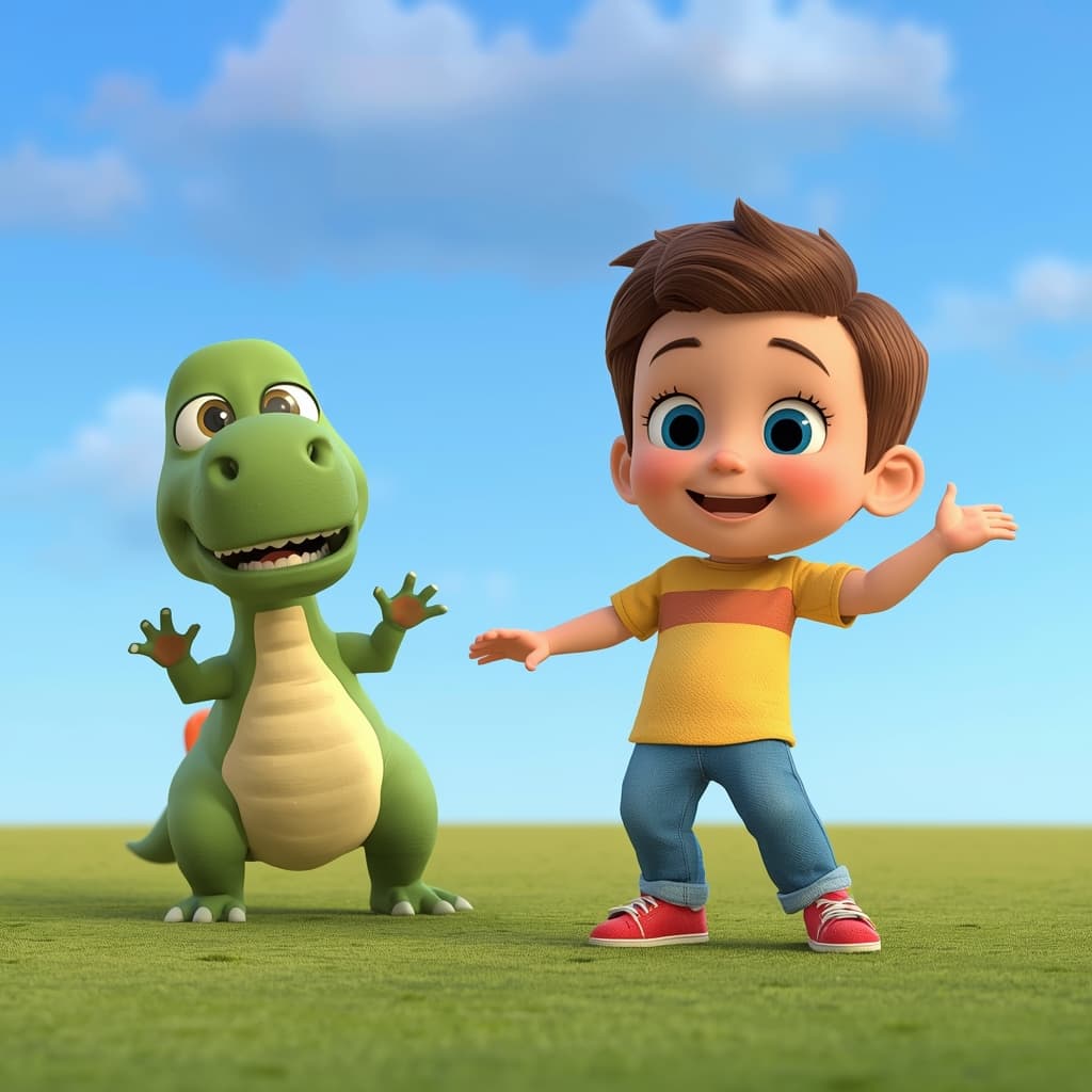 Joshua and the Friendly Dinosaurs example illustration